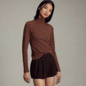 ANTHROPOLOGIE The Hailey Printed Turtleneck by Maeve (S)